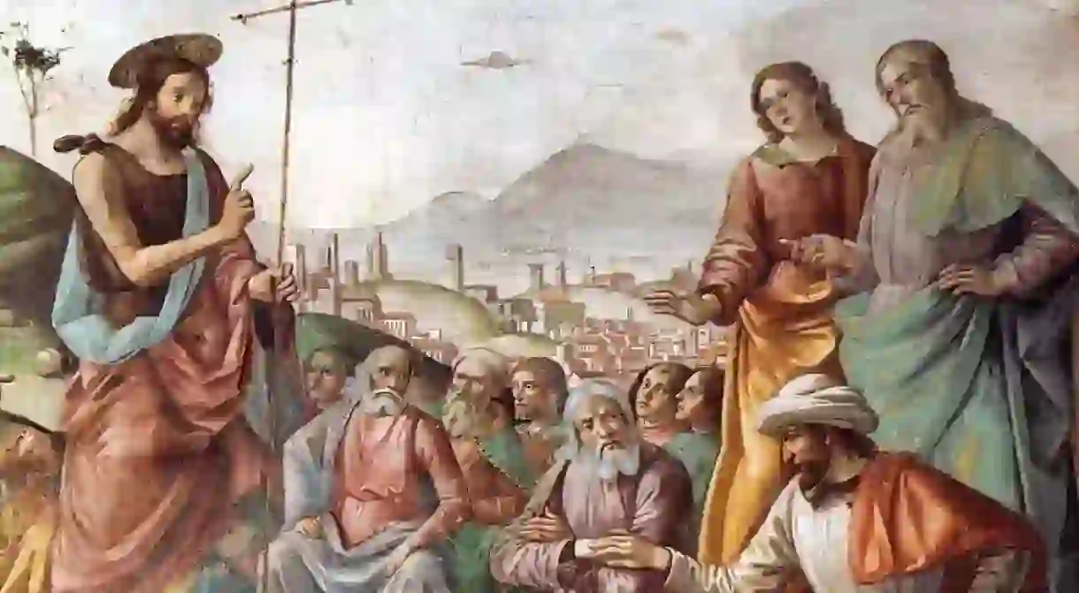 Painting of John the Baptist preaching