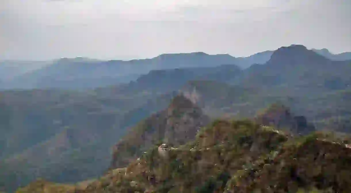 The mountains of Pachmarhi seen from Chauragarh