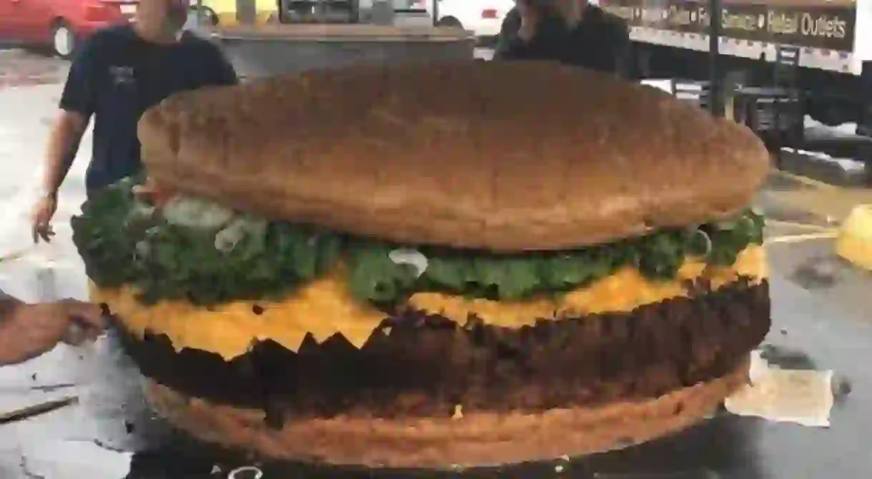 What an 1,800 pound burger looks like