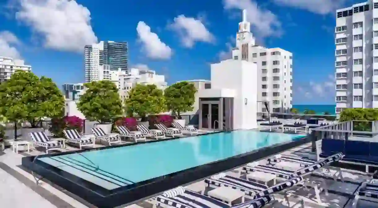 Enjoy ocean views from the art deco rooftop pool at Gale South Beach