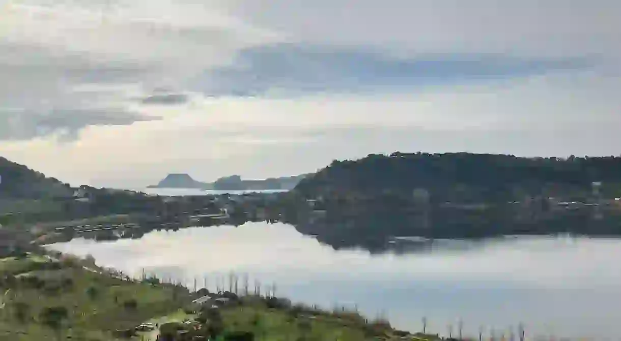 Lake Avernus in the heart of the Campi Flegrei