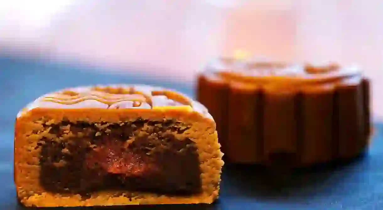 Traditional mooncake has the golden, chewy crusts