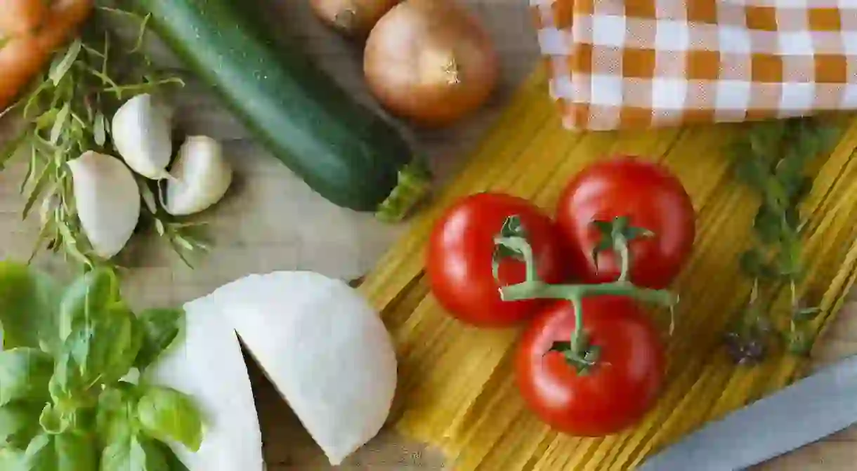 A selection of ingredients used in Italian cuisine