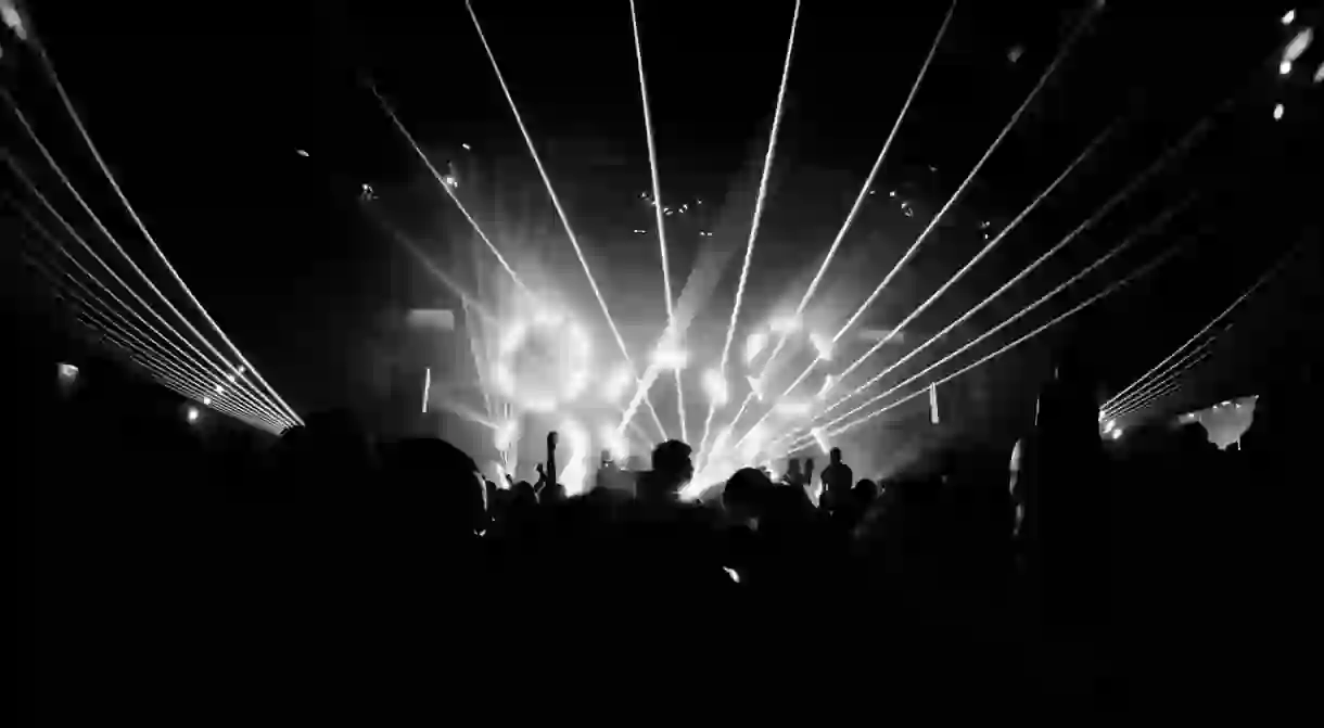 Techno rave in Berlin nightclub