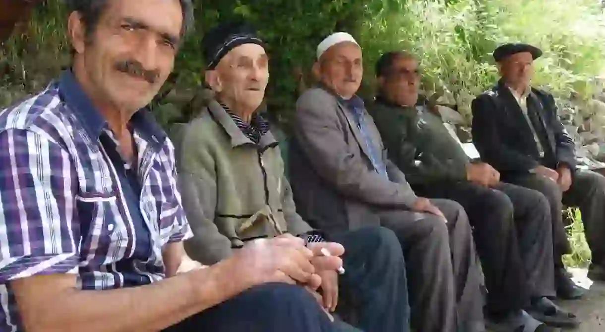 Local men in one of the villages in Azerbaijan