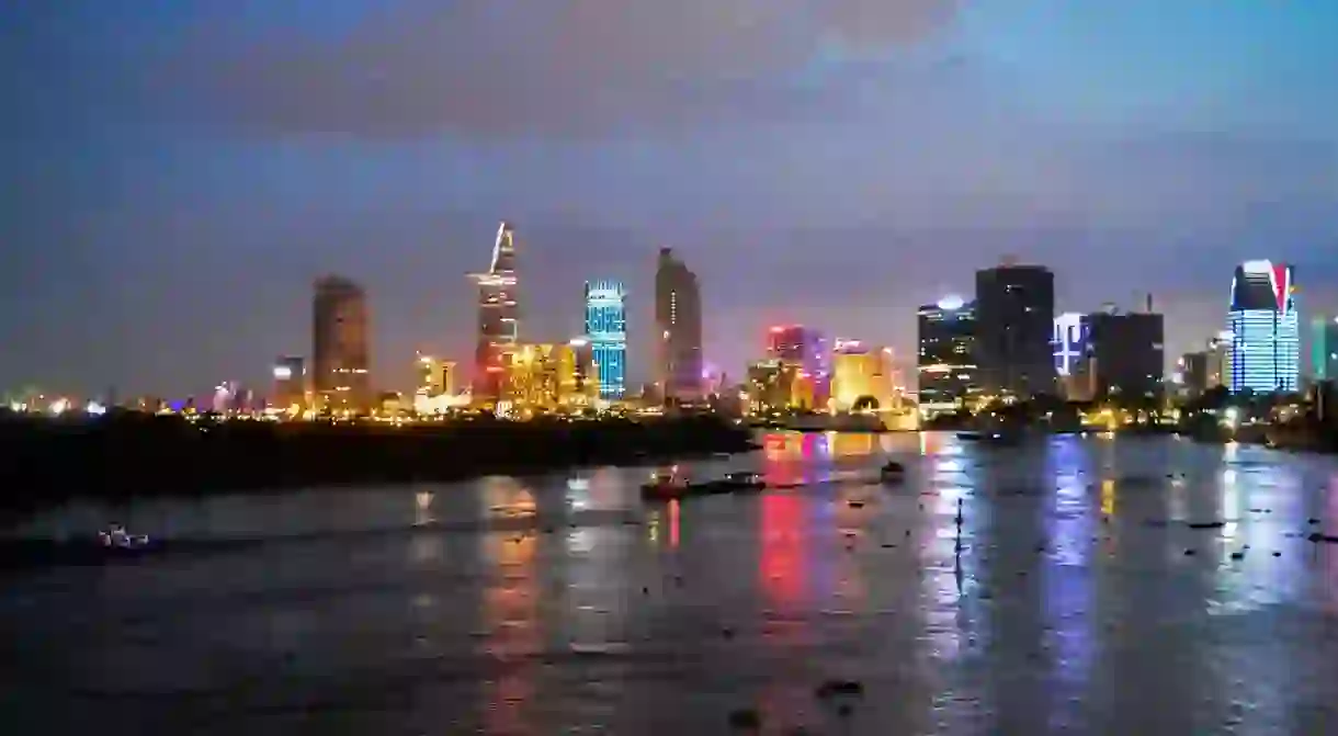 Saigon at night from the river