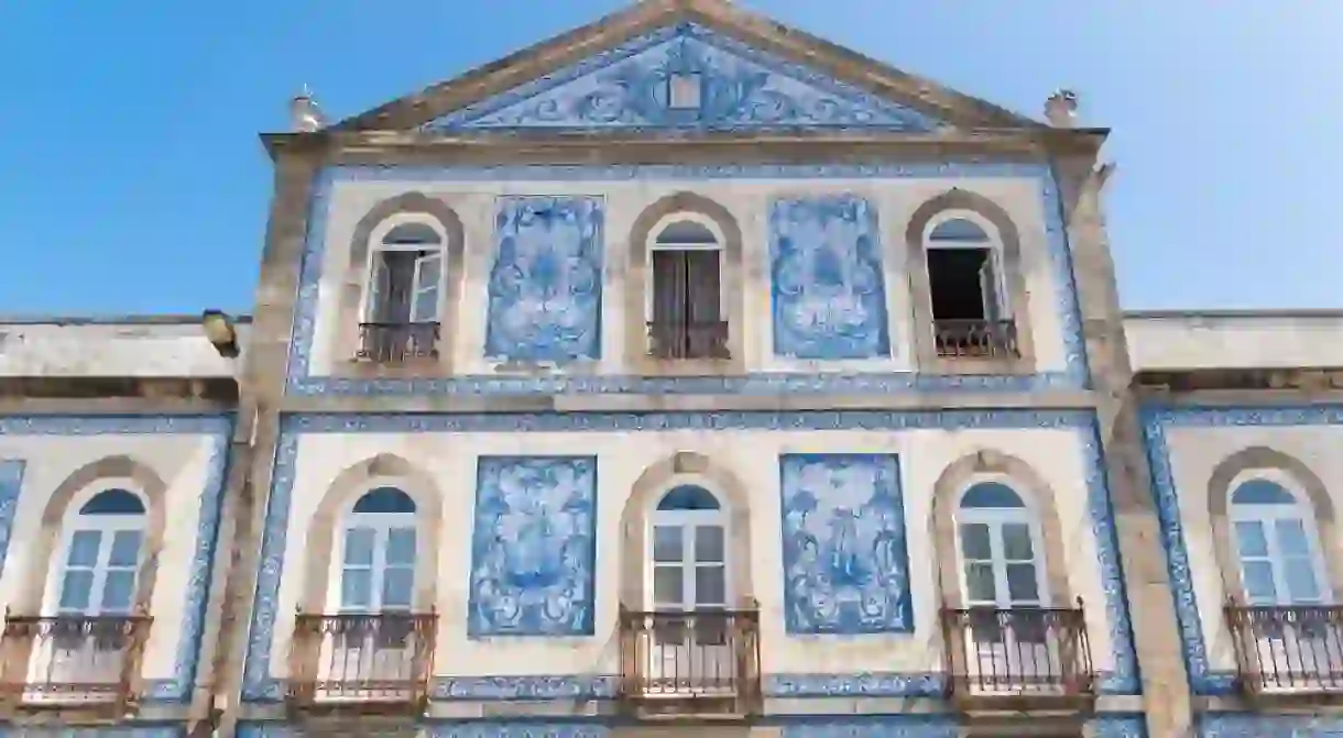 Typical facade with blue azulejos, Portugal