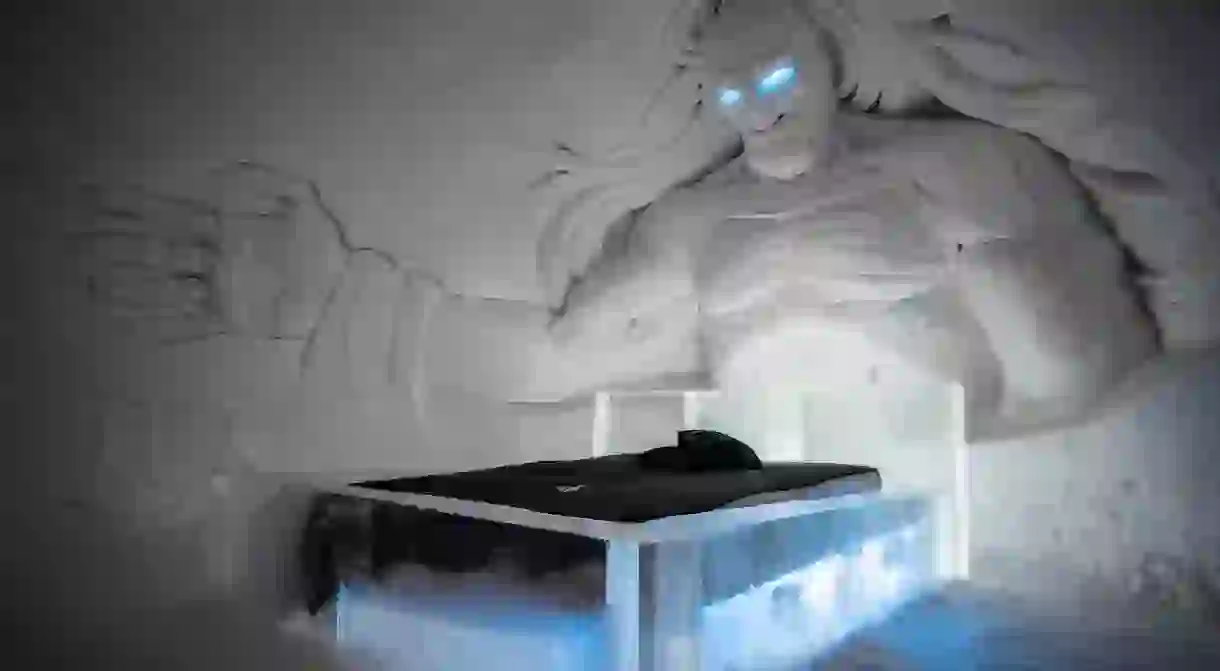 The Night King looms over guests as they sleep