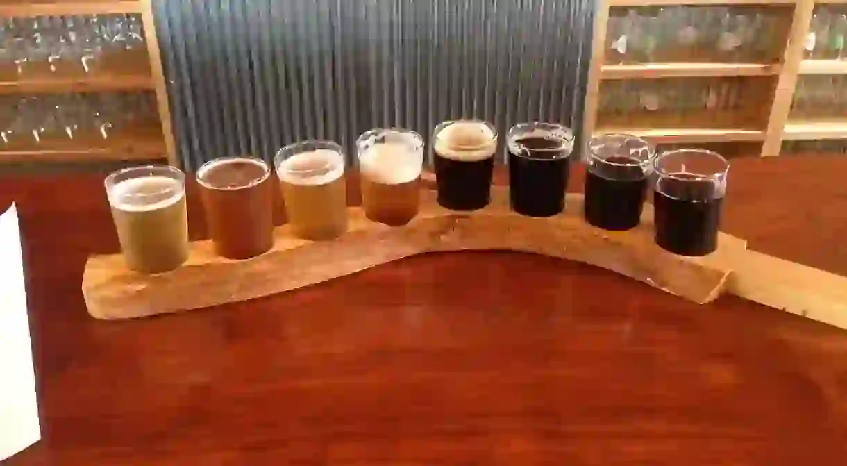 Big Timber Brewing flight of beer