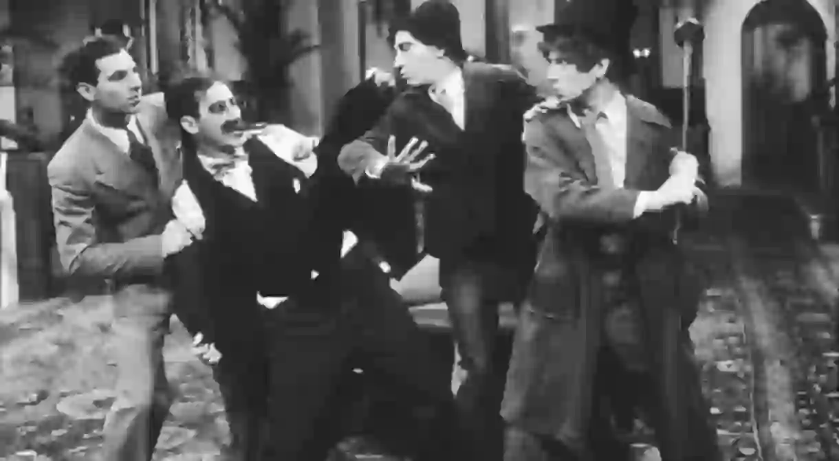 Zeppo, Groucho, Chico, and Harpo Marx in The Cocoanuts