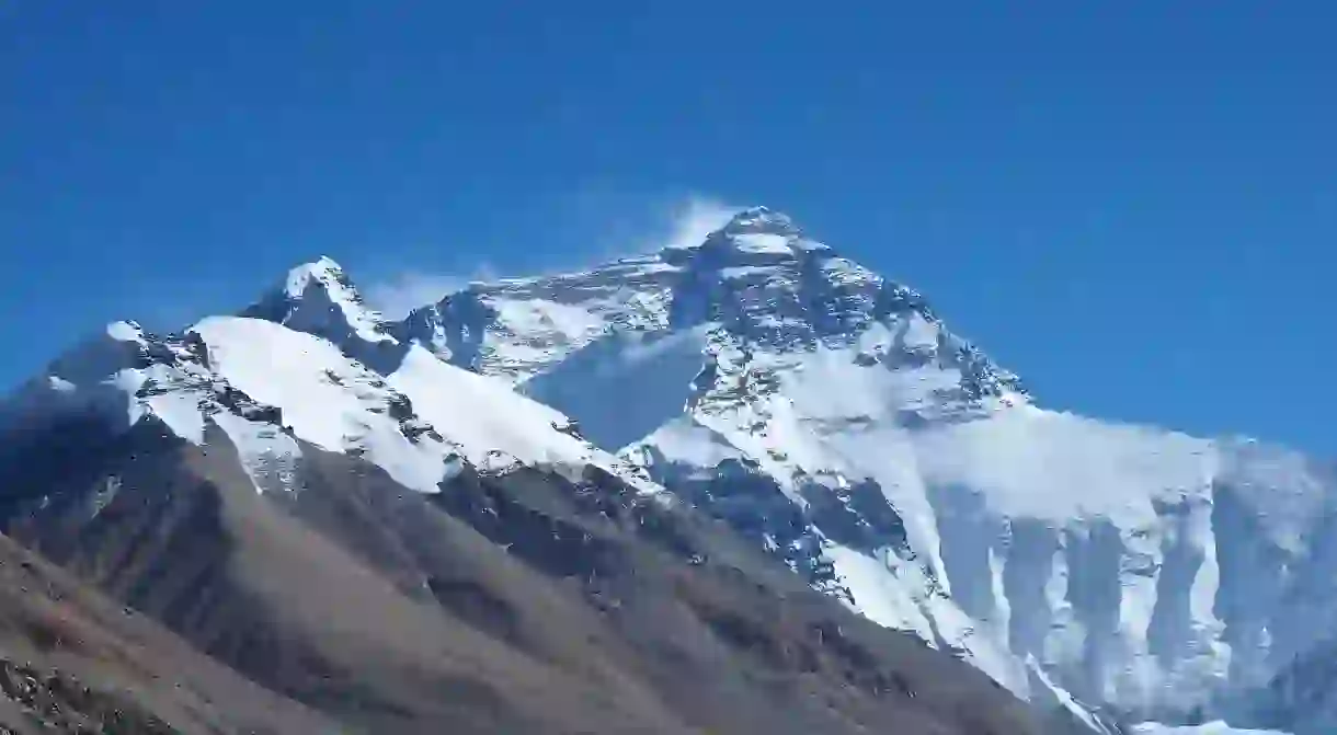 Mt Everest, as seen from Everest Base Camp in Tibet