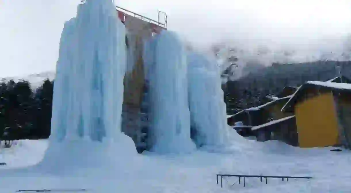 Ice climbing wall ‘Ice Candy’ at Akadake Kosen in Nagano