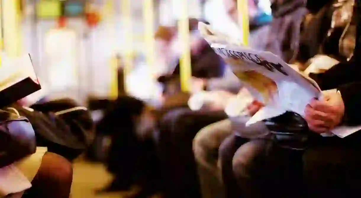 Commuters on the U-Bahn in Germany