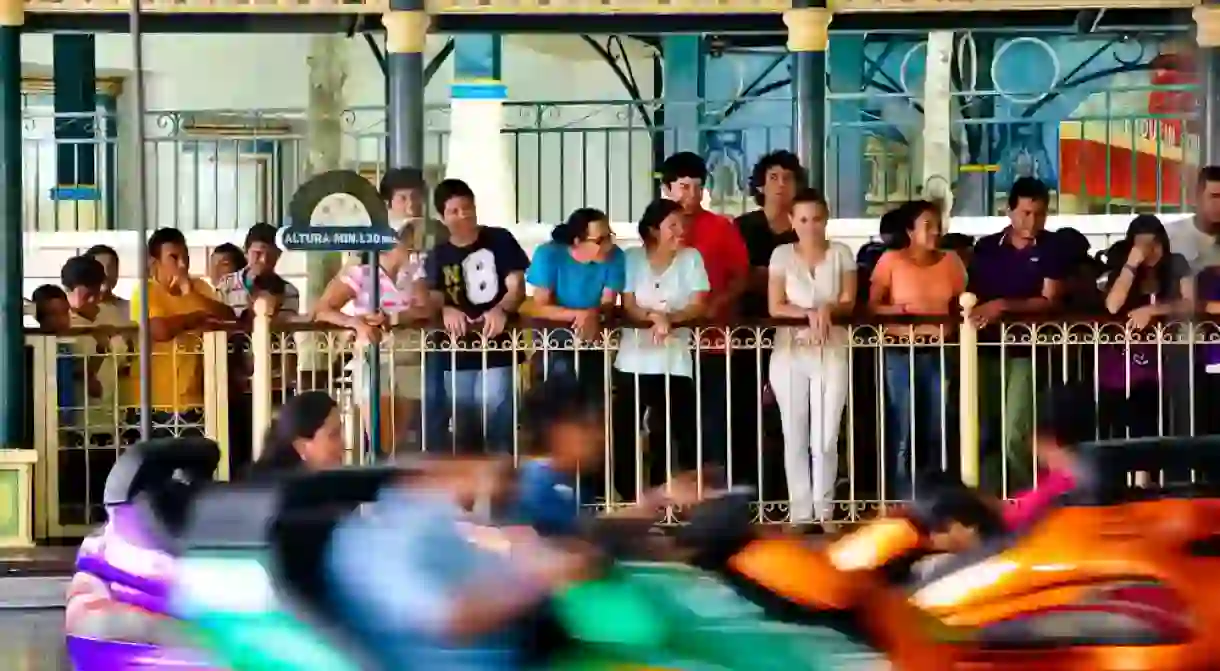 Bumper cars at Xetulul amusement park, Guatemala