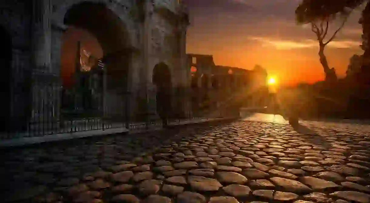 The sun sets on ancient Rome