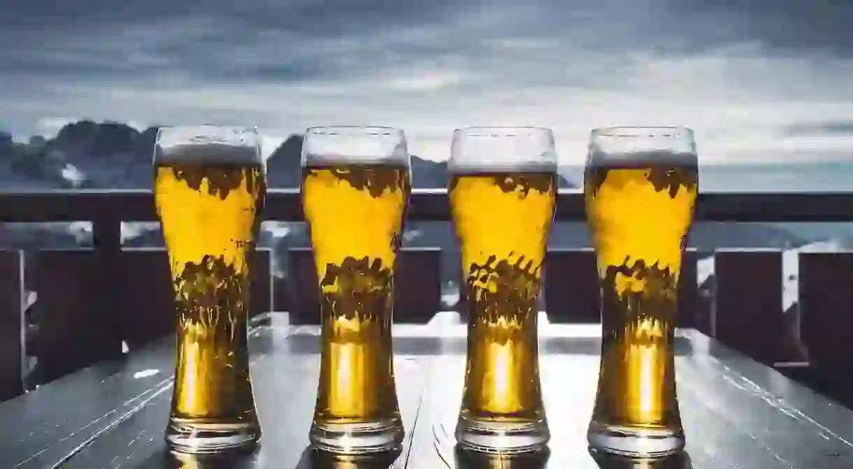 Beer in pint glasses