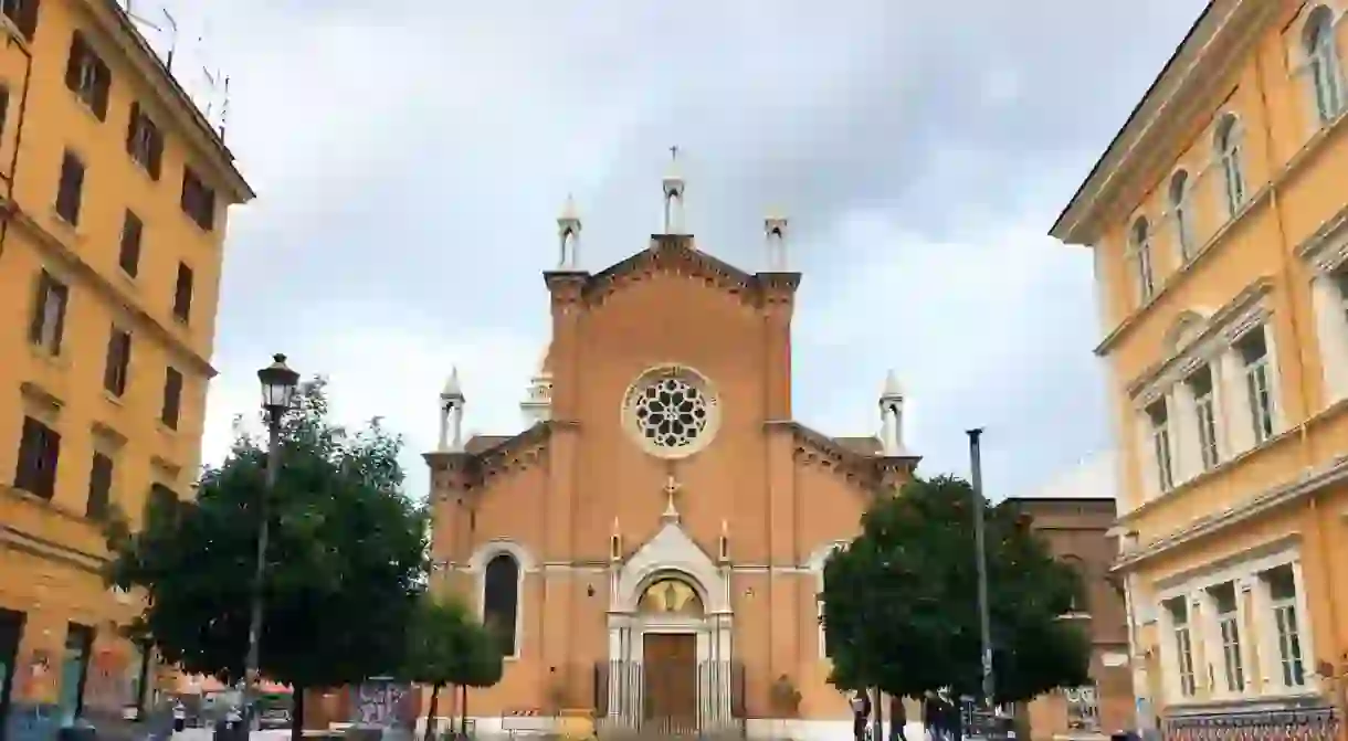 The main piazza in San Lorenzo, Rome