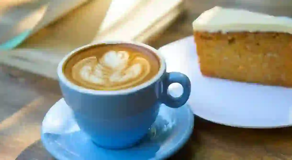 Latte and cake