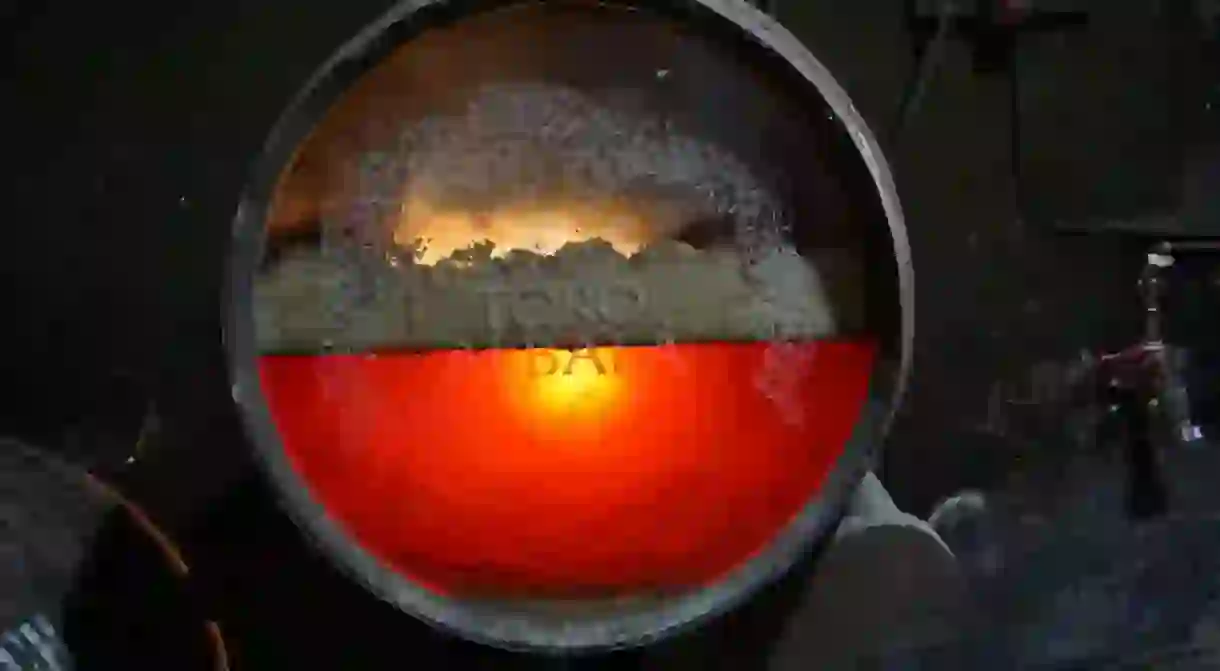 A see-through barrel at the Toro Albalá winery in Córdoba, Andalusia