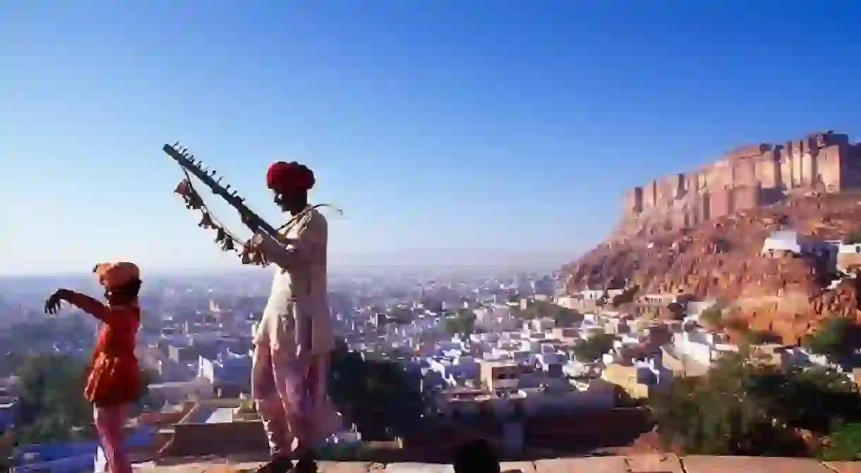 Rajasthani men wearing dhoti, angarkha and pagari