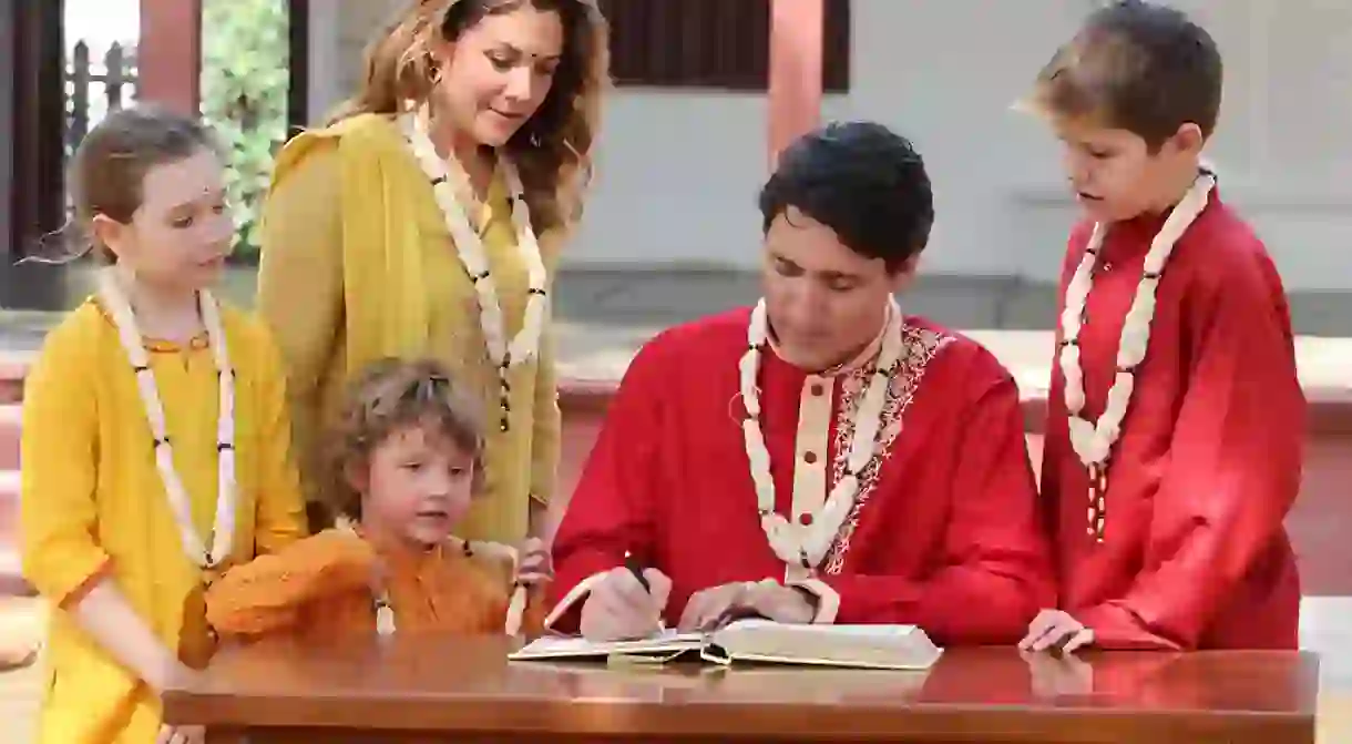 Justin Trudeau with family in Ahmedabad, India