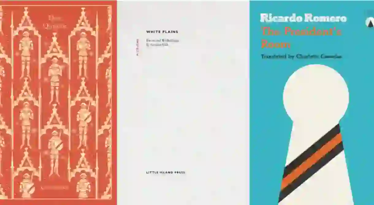 Covers courtesy of Penguin Random House, Little Island Press and Charco Press