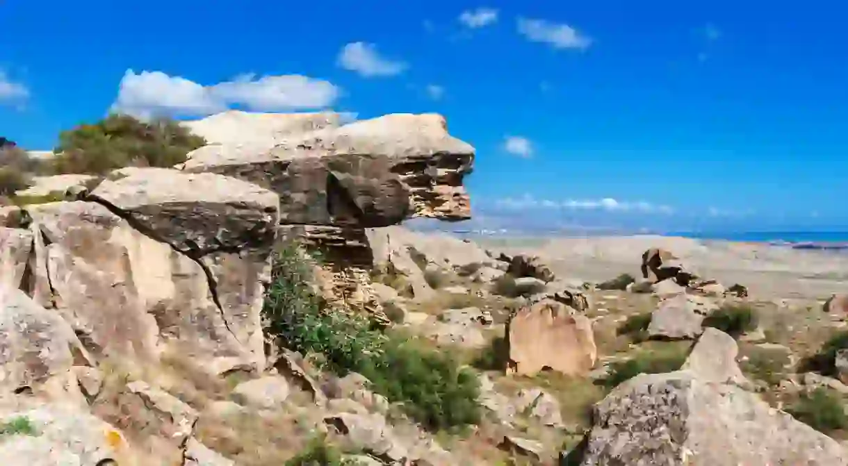 Rocks and view Gobustan National Park