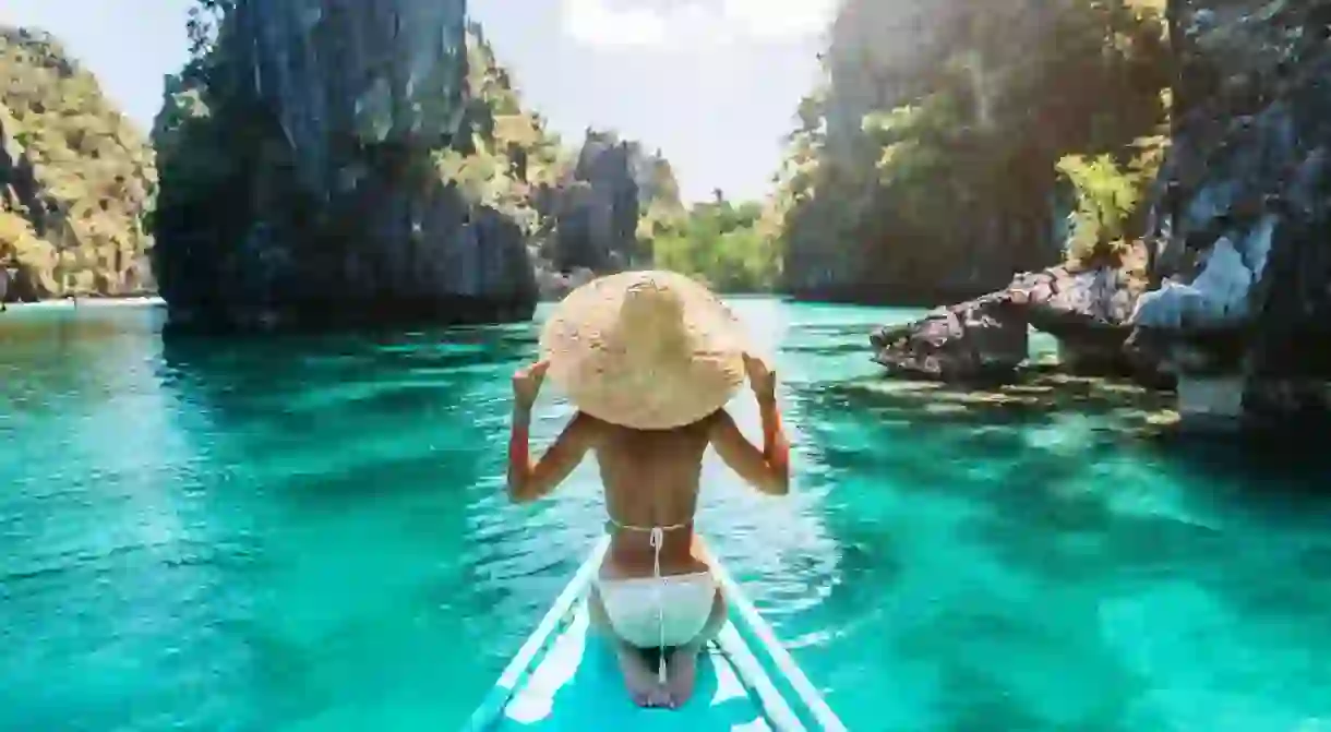 Woman on a tour in Palawan, Philippines