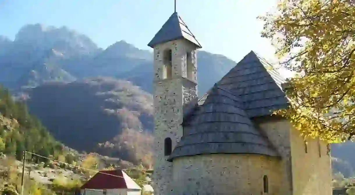 Theth, one of the nicest villages of Albania located in the Albanian Alps area