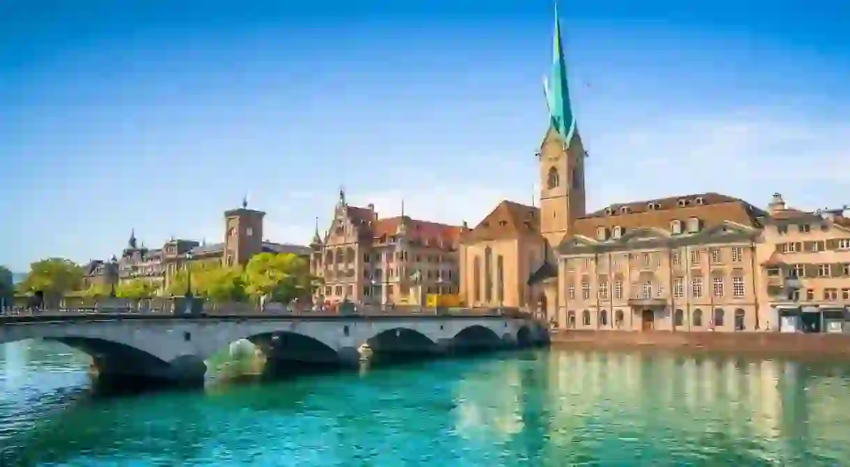 The historic city of Zurich and the river Limmat, Switzerland