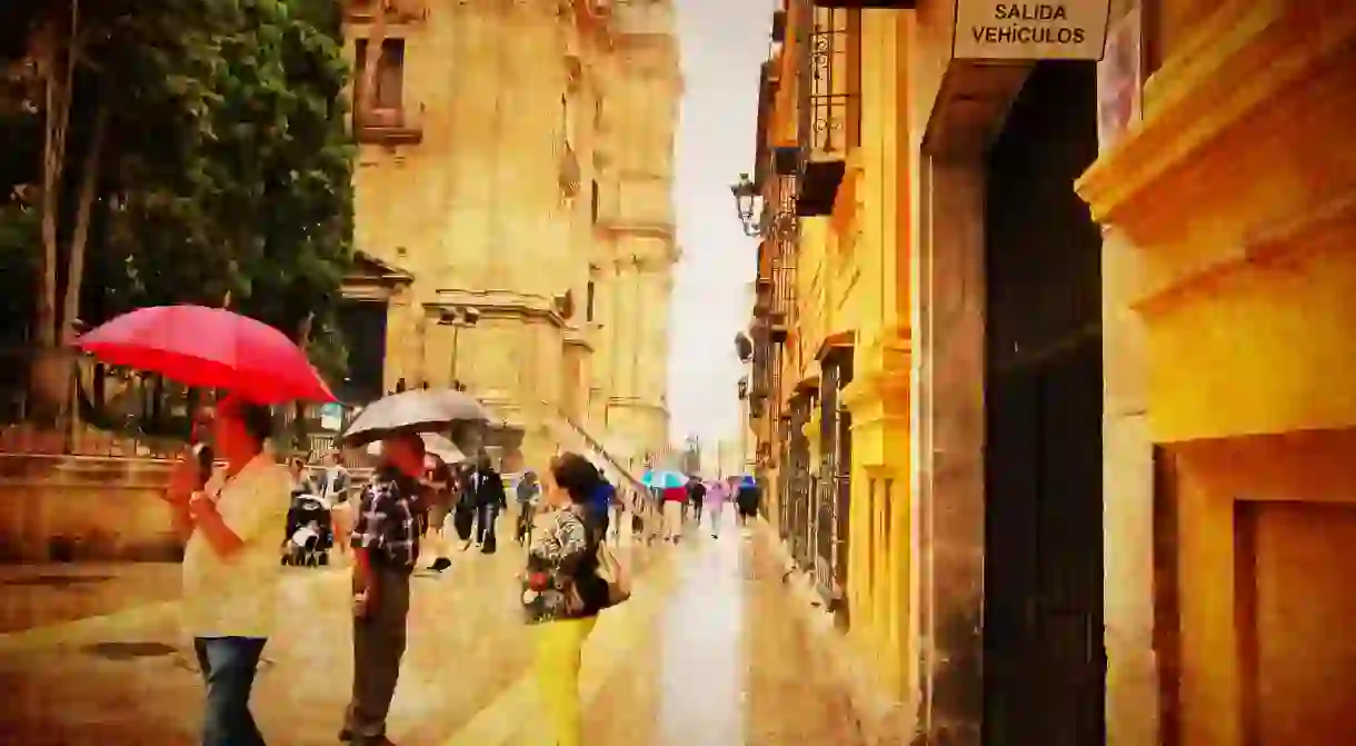 Málaga, Spain, on a rare rainy day