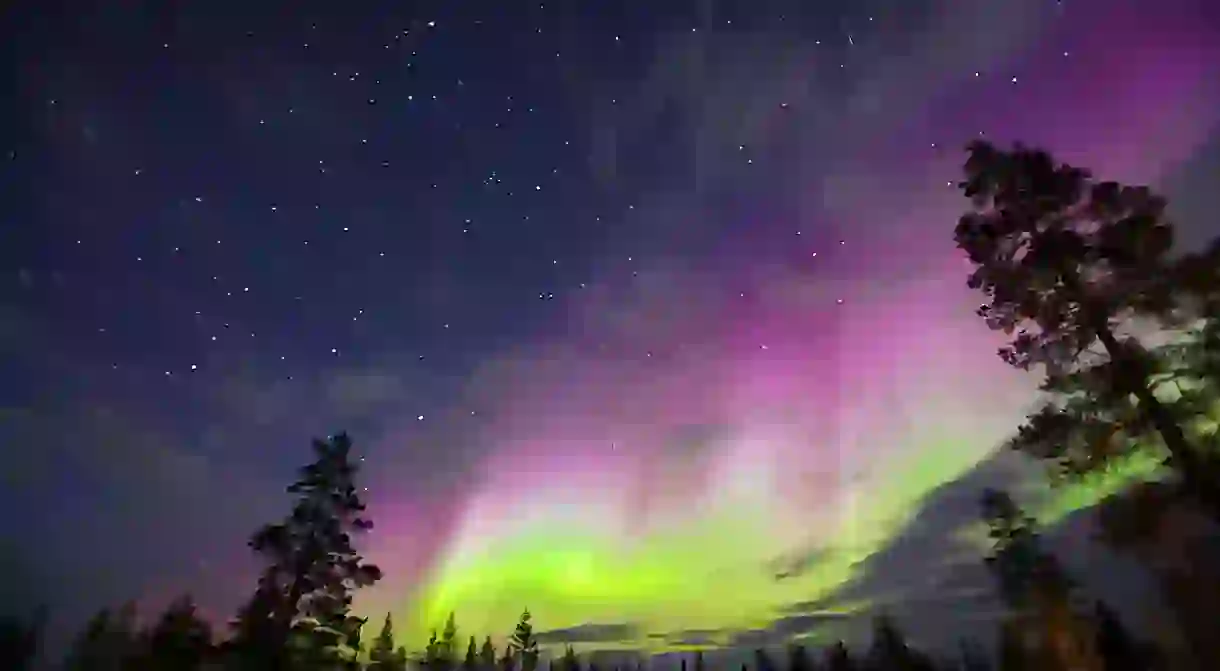 Northern lights in the night sky