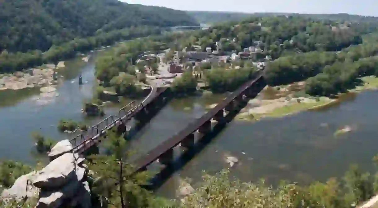 A panoramic view of Harpers Ferry