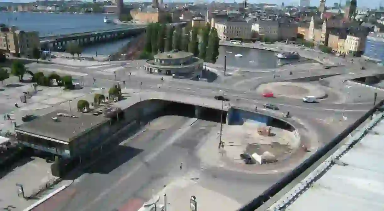 Slussen is famous for its clover style interchange