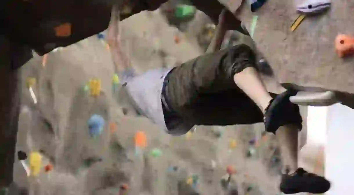 Advanced indoor rock climbing 