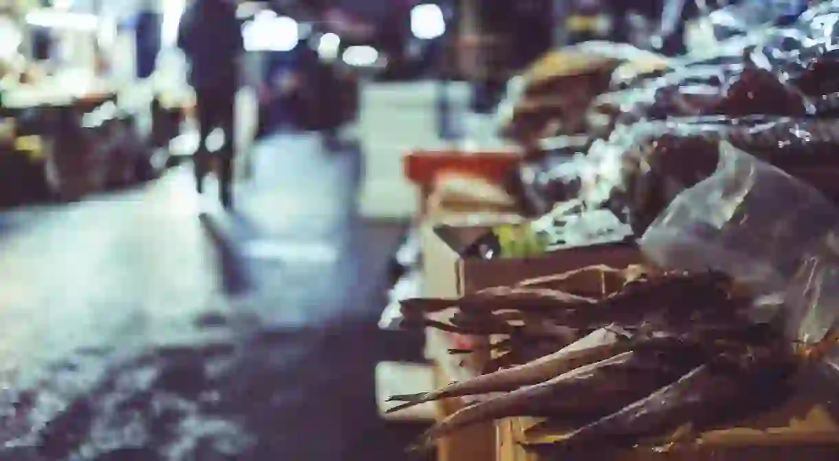 A Korean stall selling fish