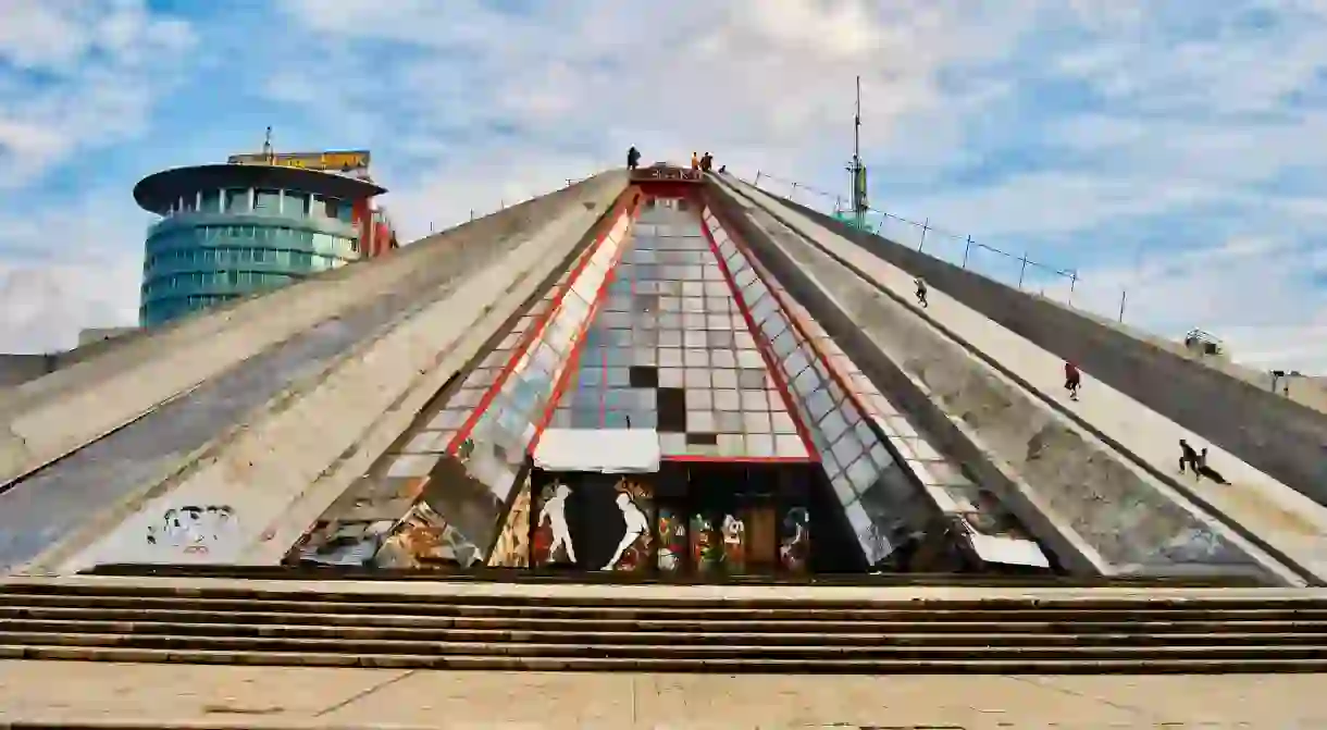 The pyramid of Tirana, one of the symbols of the Albanian capital city