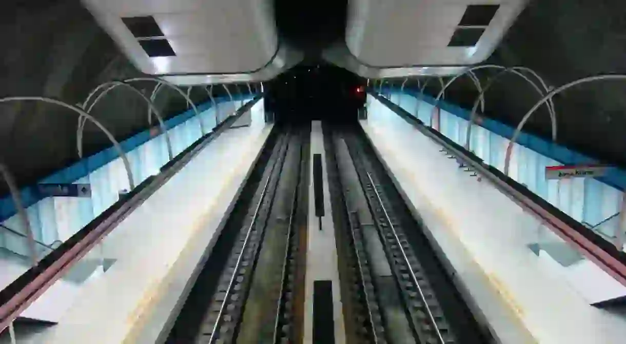 The inside of the subway station in Rio de Janeiro