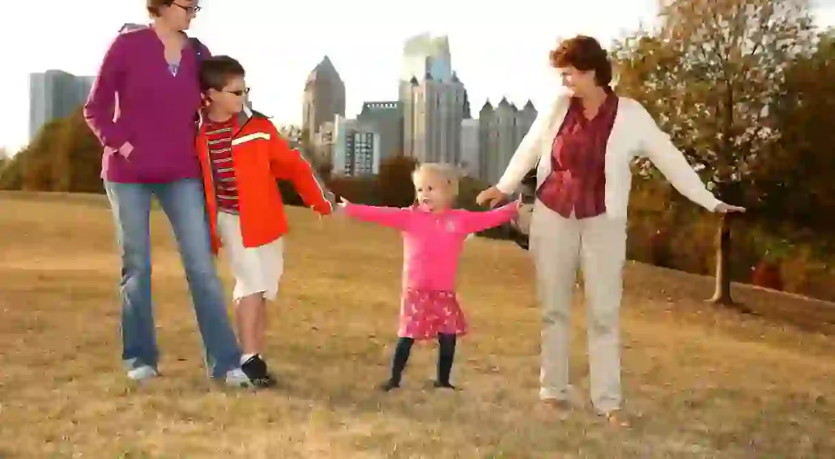 Family in Piedmont Park in Atlanta