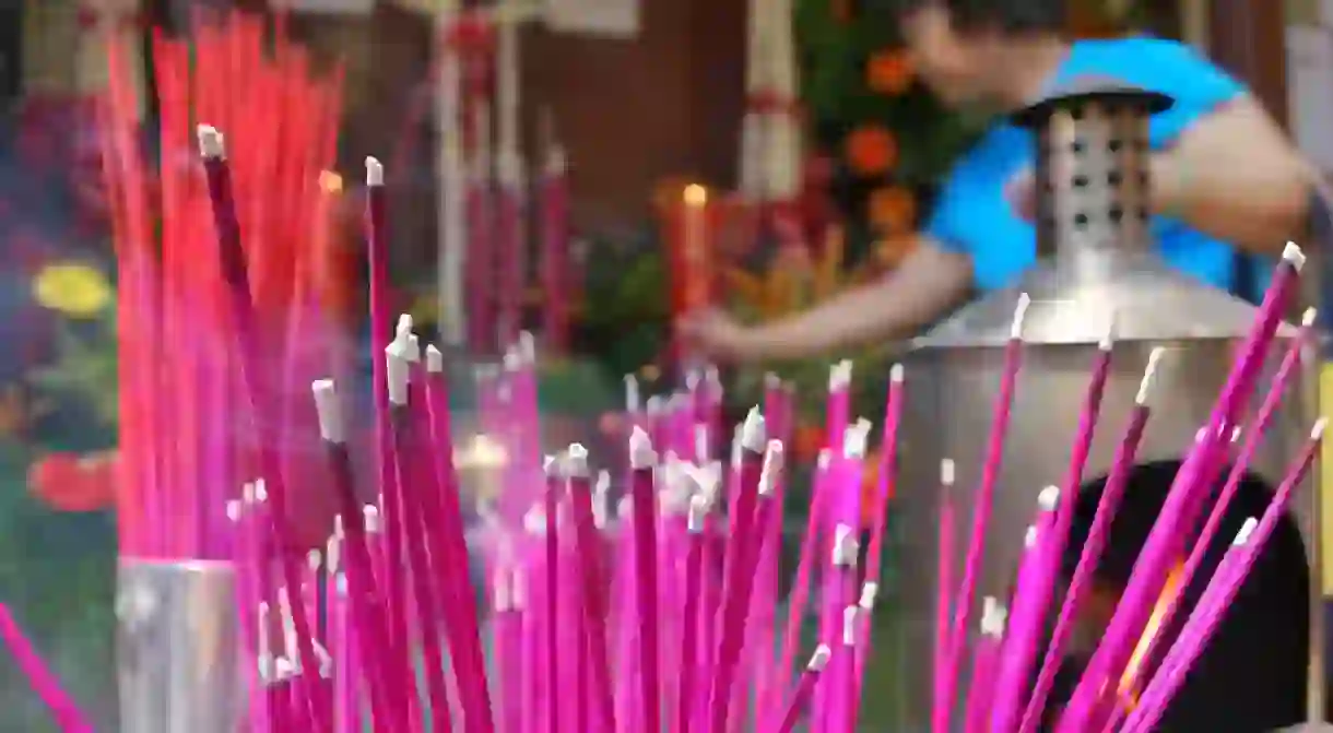 Incense burning at a shrine