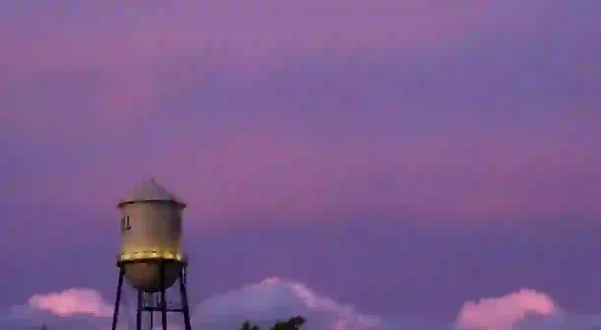 The Campbell Water Tower in the evening