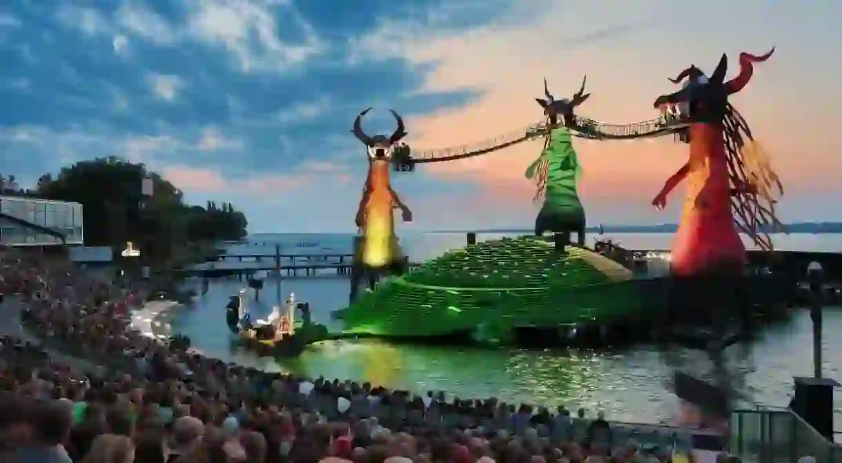 The glorious floating stage at sundown