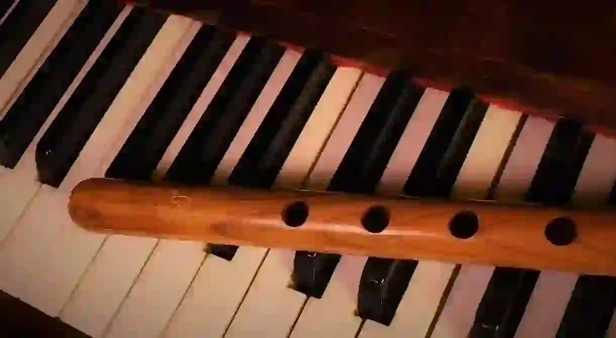 Armenian duduk on a piano