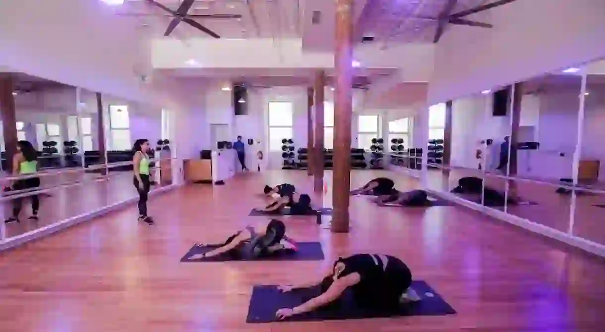 Yoga class in session at Fit House