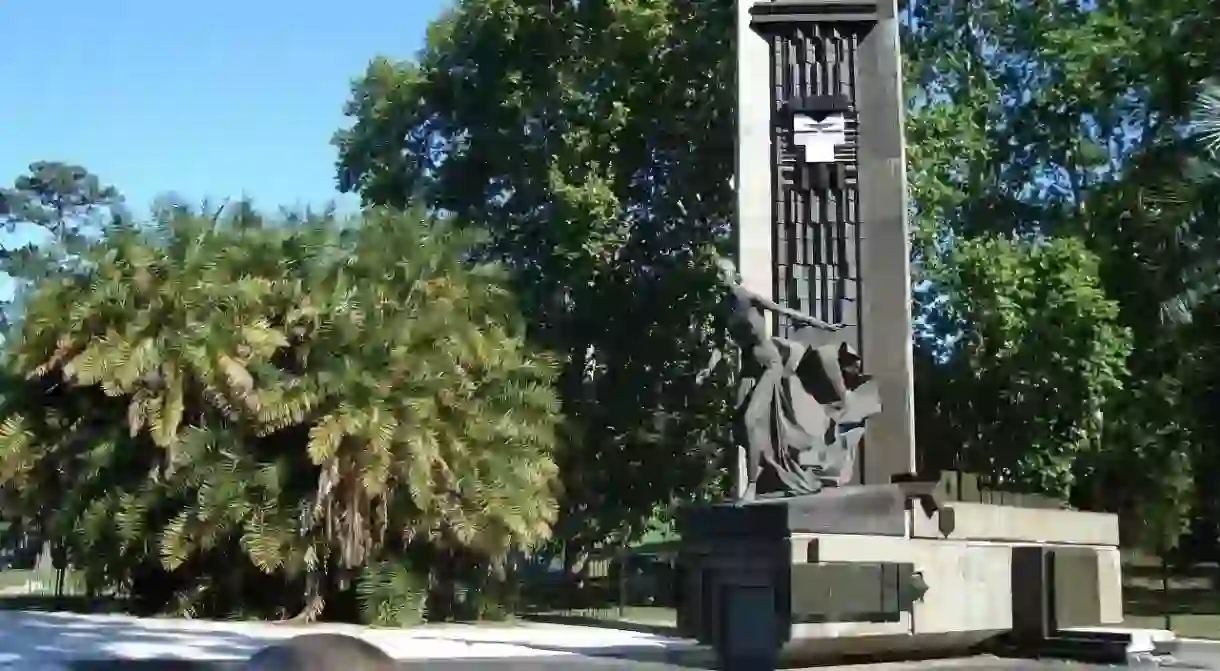 A statue of Evita outside the National Library in Barrio Norte