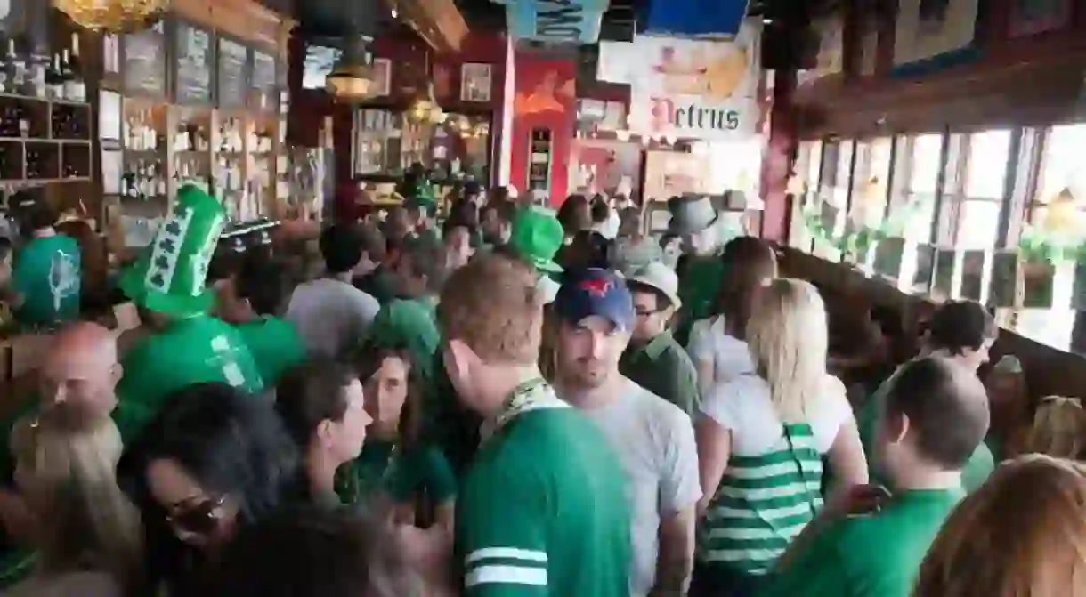 St. Patricks Day celebration at The Libertine Bar on Lower Greenville Avenue, Dallas, TX