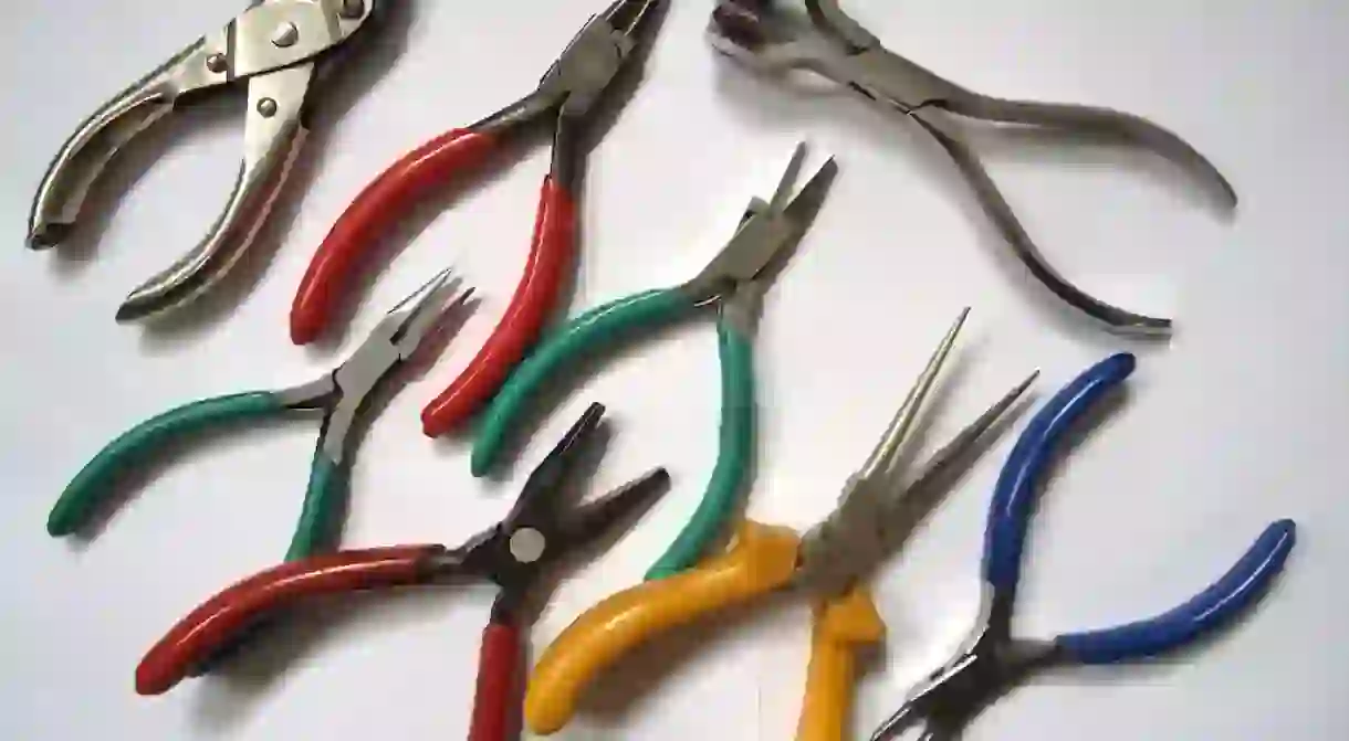 Pliers used in the production of handmade jewelry