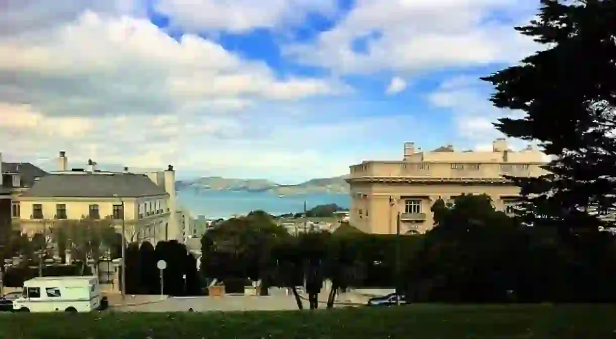 A view of the San Francisco Bay from Lafayette Park