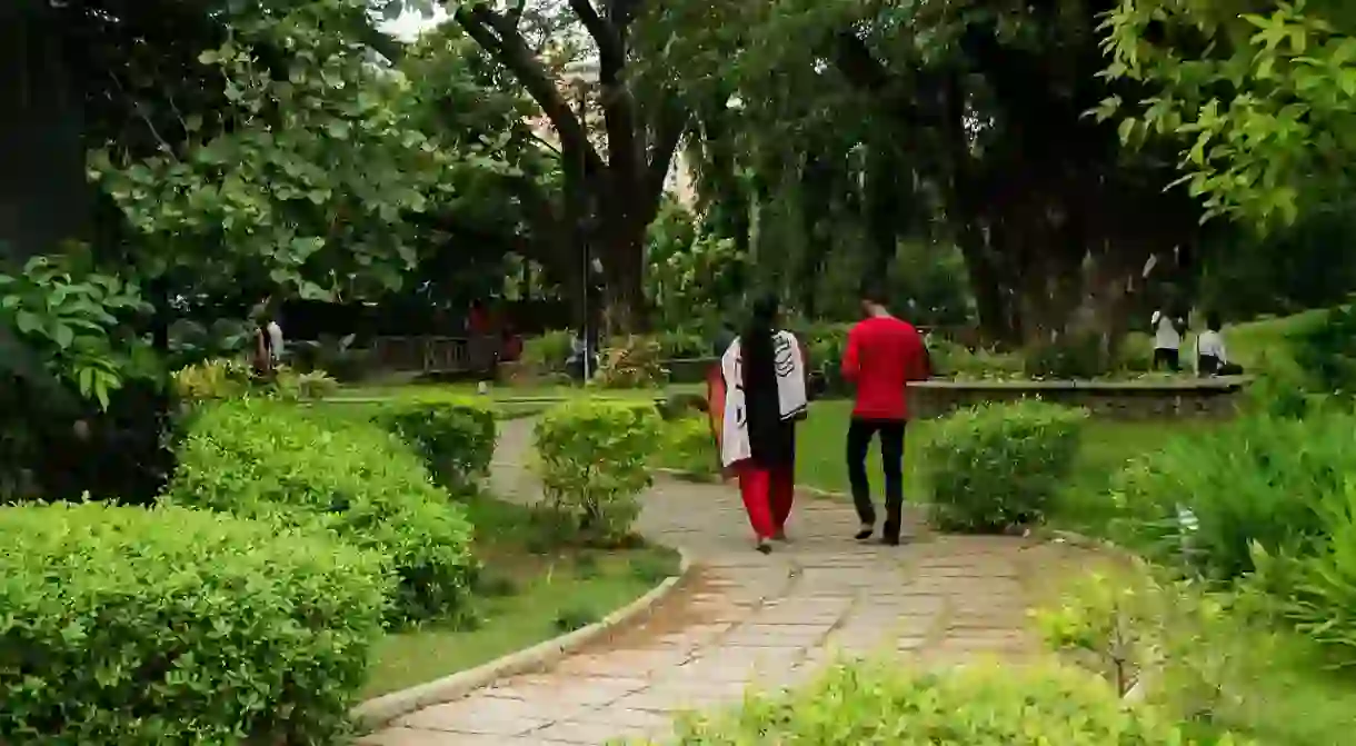 A walking trail inside Semmozhi Poonga, one of Chennais largest parks