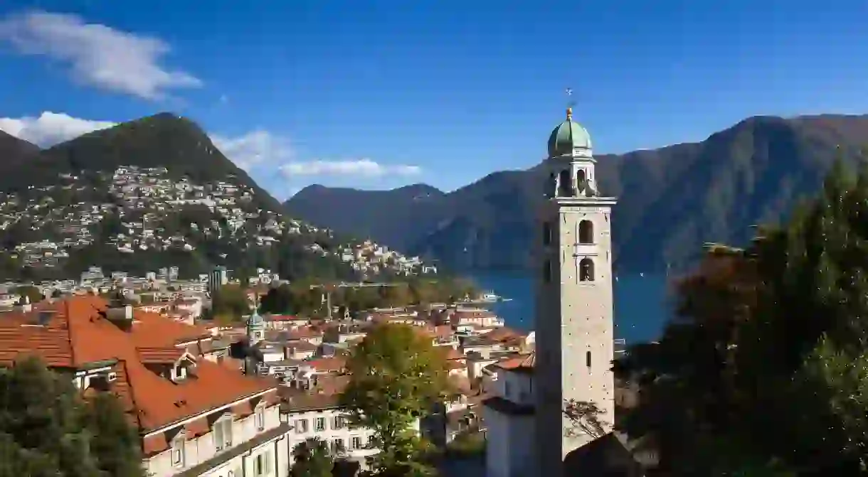 View of Lugano and the San Lorenzo cathedral